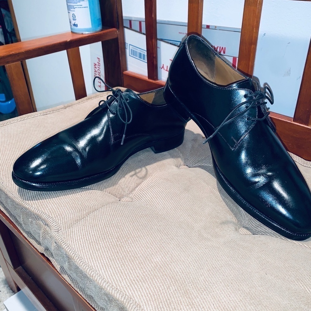 Jack Erwin Black Plain Toe Derby Shoe